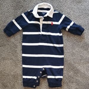 Ralph Lauren Blue and White Striped Bodysuit